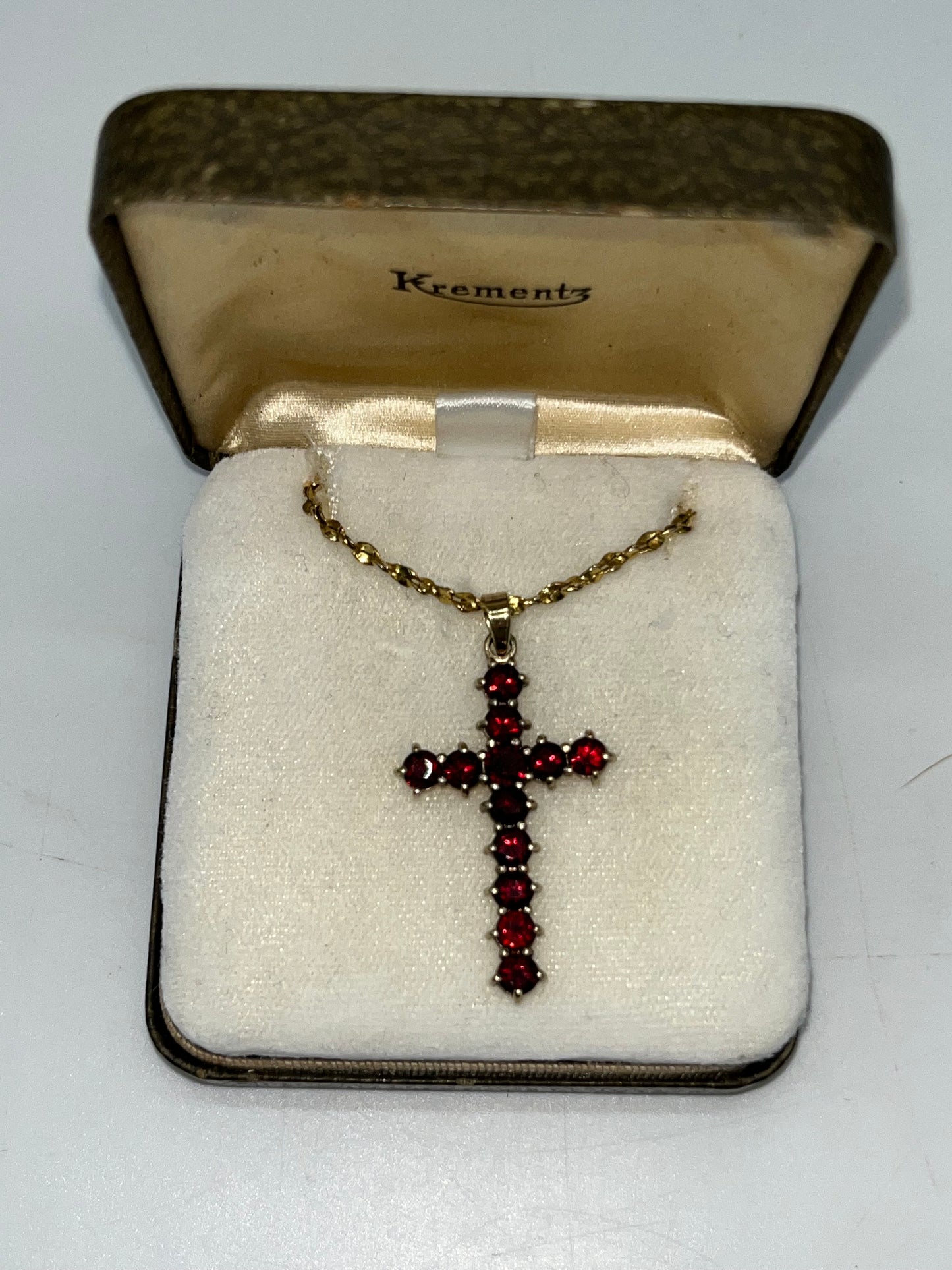 Vintage Garnet Cross Pendant, 2.68 CTW 14K Vermeil 925