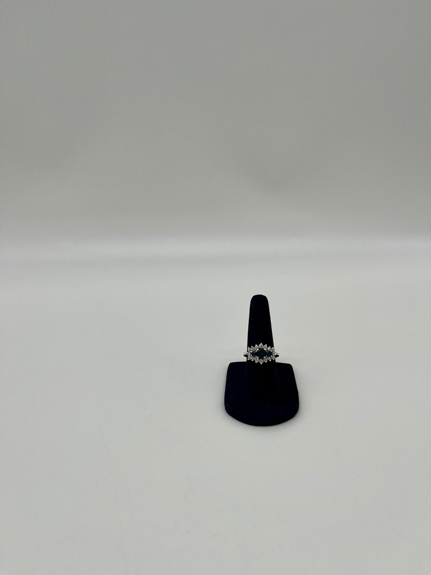Antique Sapphire & White Topaz Ring, 2 CTW 925 Silver