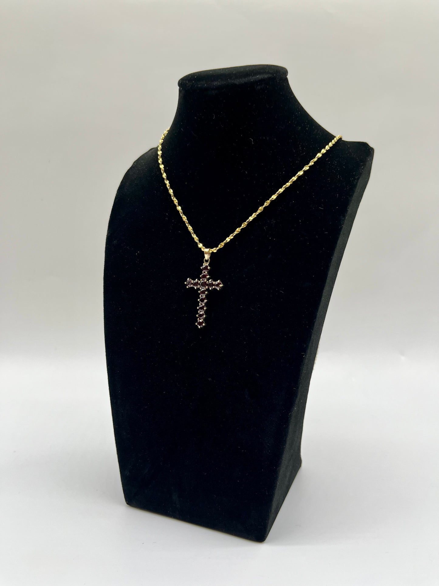 Vintage Garnet Cross Pendant, 2.68 CTW 14K Vermeil 925