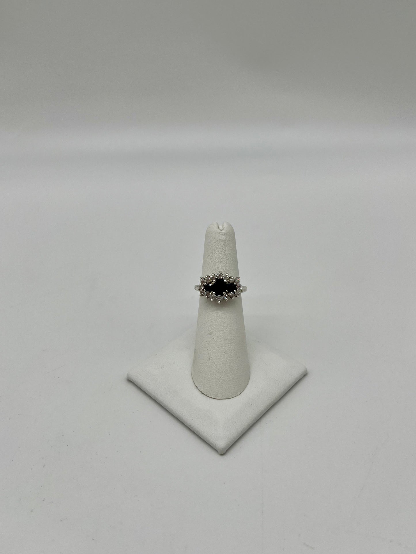 Antique Sapphire & White Topaz Ring, 2 CTW 925 Silver