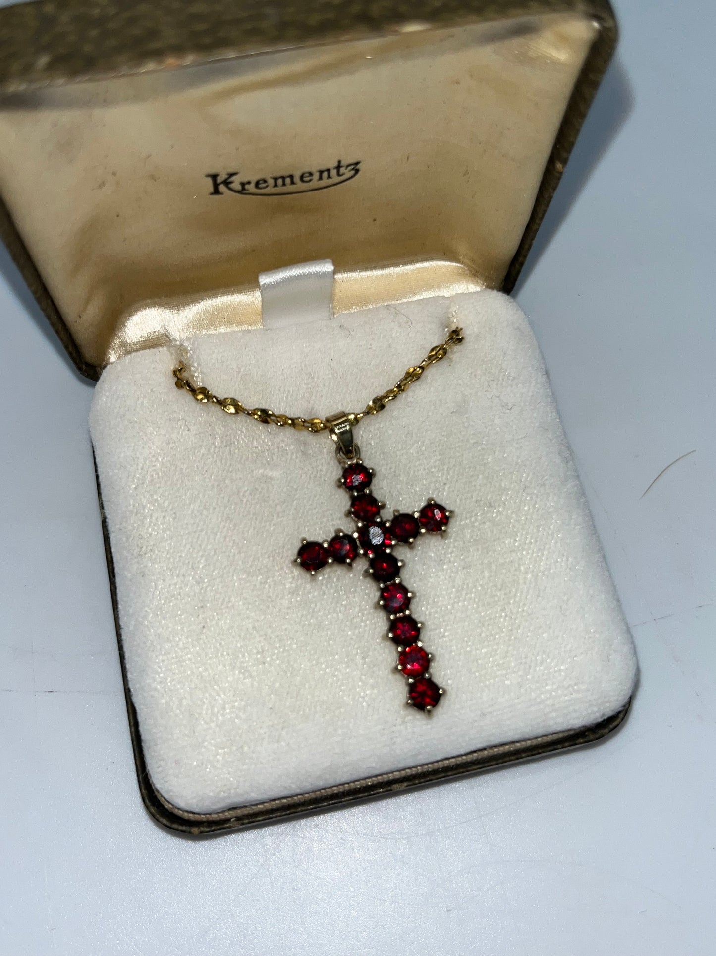 Vintage Garnet Cross Pendant, 2.68 CTW 14K Vermeil 925