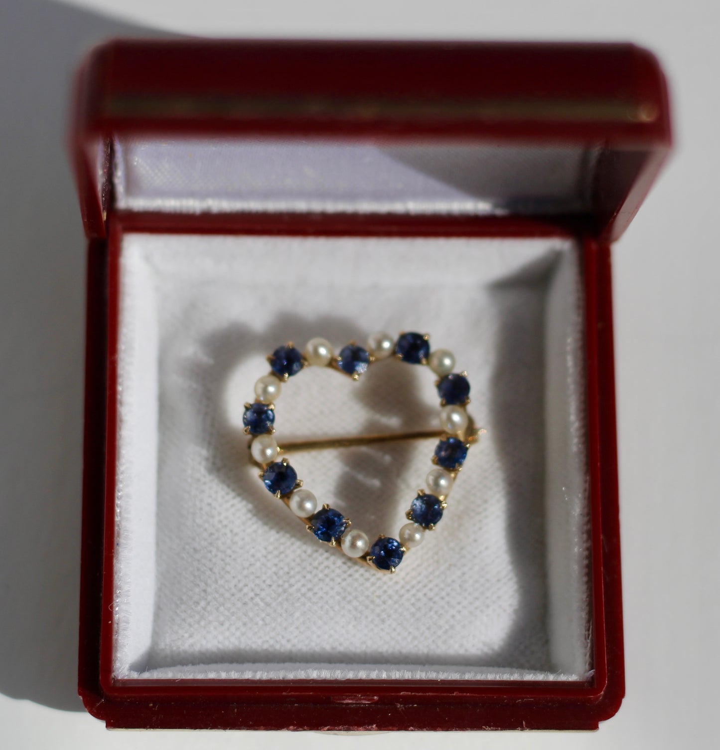 Ceylon Sapphire & Seed Pearl Brooch, 1.0 CTW 14K Gold