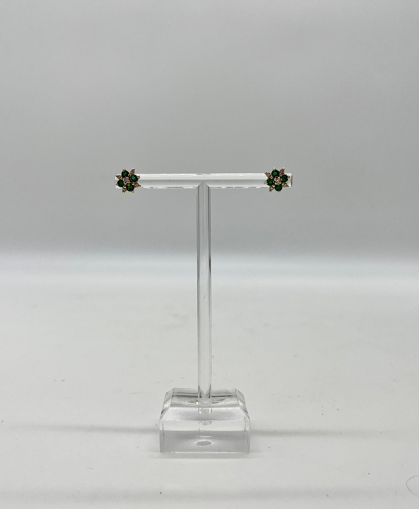 1930's Emerald & Diamond Gold Earrings, 2.29 CTW 18K Gold