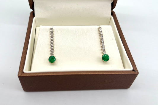 Emerald & Diamond Drop Earrings, 1.01 CTW 14K Gold