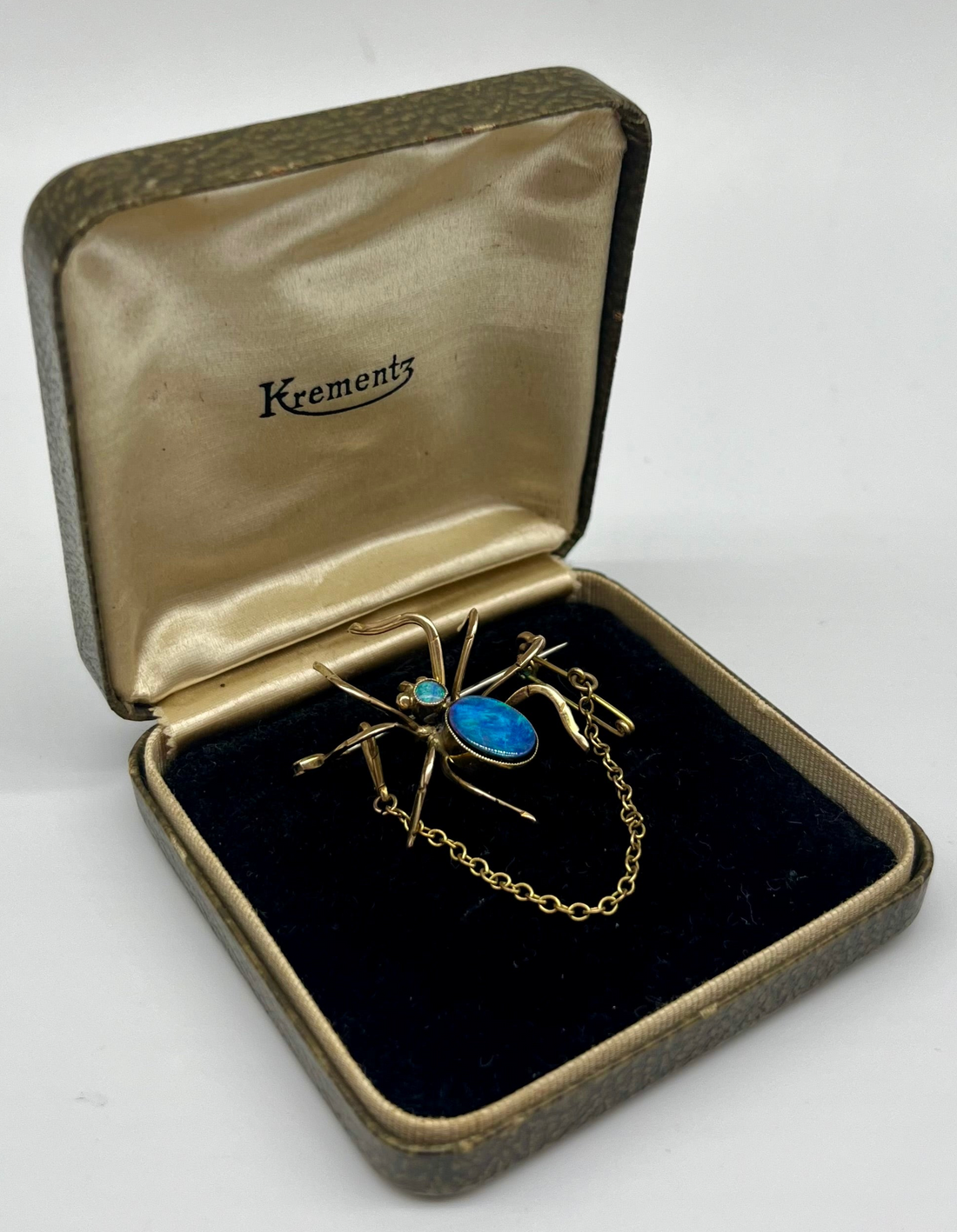 Victorian Opal Spider Brooch, 0.9 CTW 9K Gold