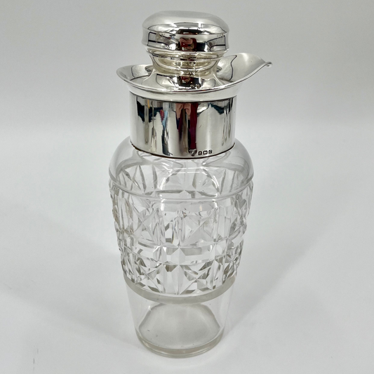 1902 Edwardian Sterling Silver & Bohemian Cut Crystal Cocktail Shaker by JB Chatterley & Sons Ltd.
