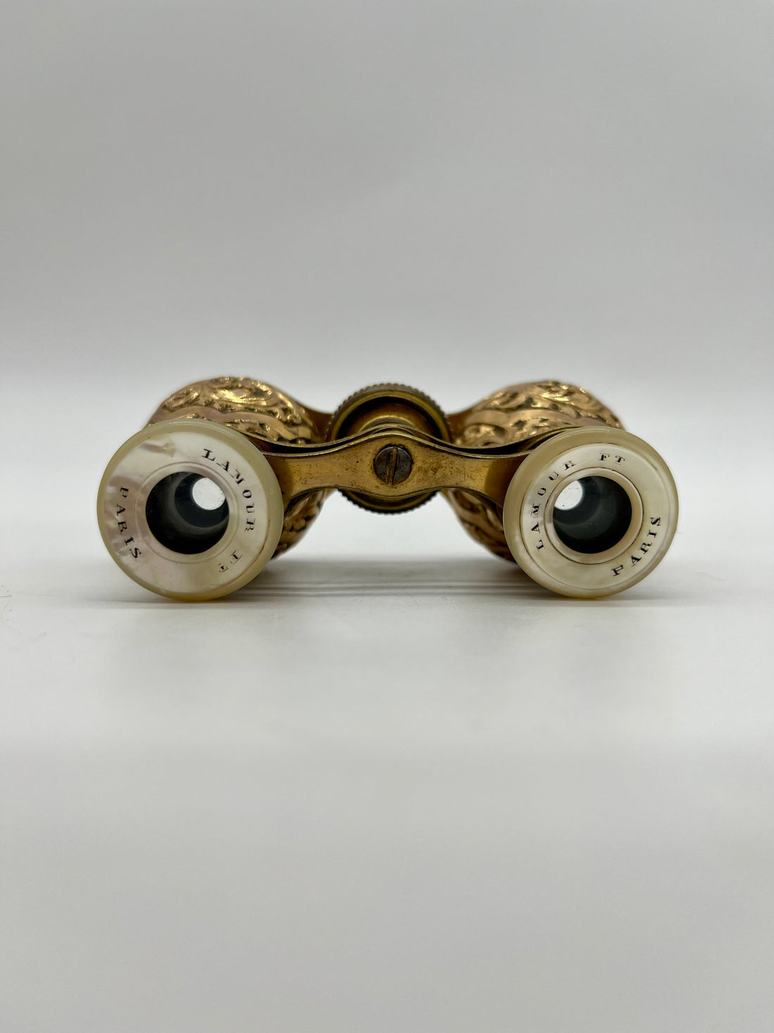 Ornate 1880's Mother of Pearl & Gold Filled Opera Glasses by Lamour FT Paris