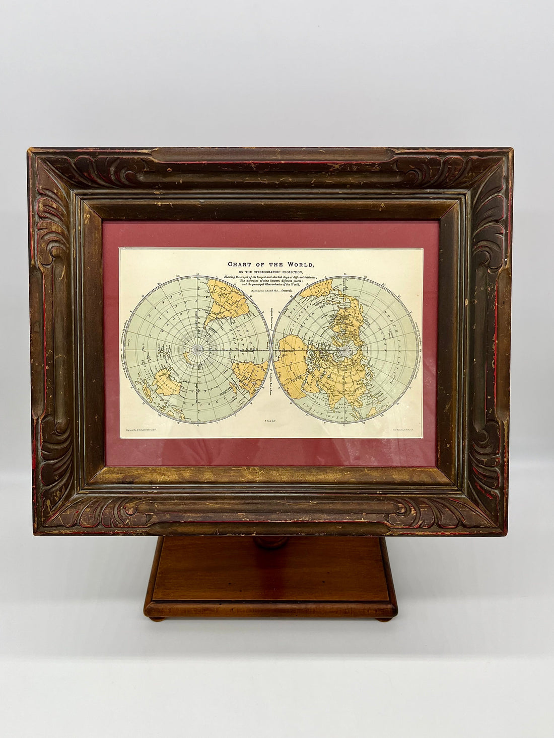 Framed 1890 Chart Of The World Color Lithograph by Sir William Peck