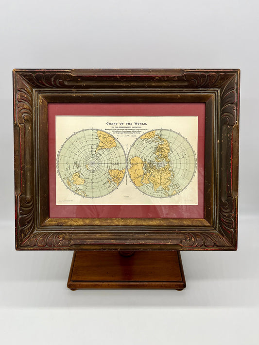 Framed 1890 Chart Of The World Color Lithograph by Sir William Peck