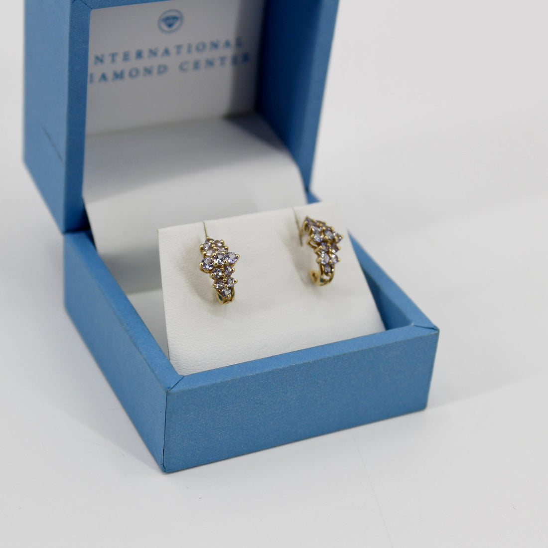 Vintage Tanzanite Hoops, 1.8CTW 9K Gold