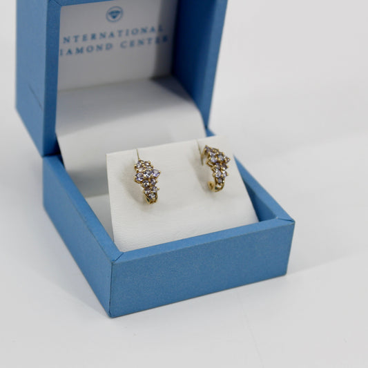 Vintage Tanzanite Hoops, 1.8CTW 9K Gold