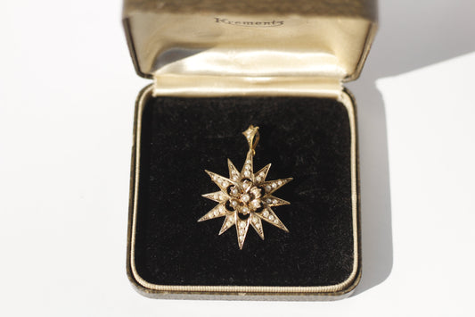 Antique Seed Pearl Pendant & Brooch, 9K Gold