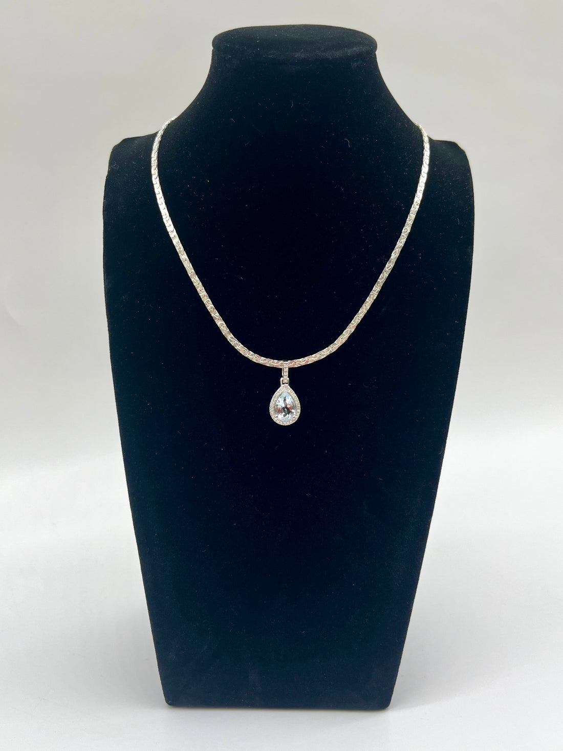 Aquamarine & Diamond Halo Pendant, 1.9 CTW 14K White Gold