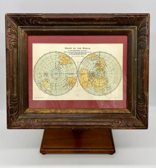 Framed 1890 Chart Of The World Color Lithograph by Sir William Peck