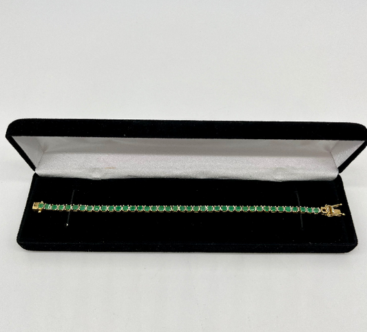 Emerald & Diamond Tennis Bracelet, 6.5 CTW 18K Vermeil