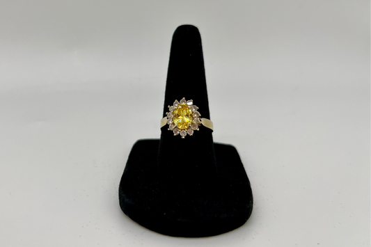 Yellow Citrine & White Topaz Ring, 2 CTW 10K Gold
