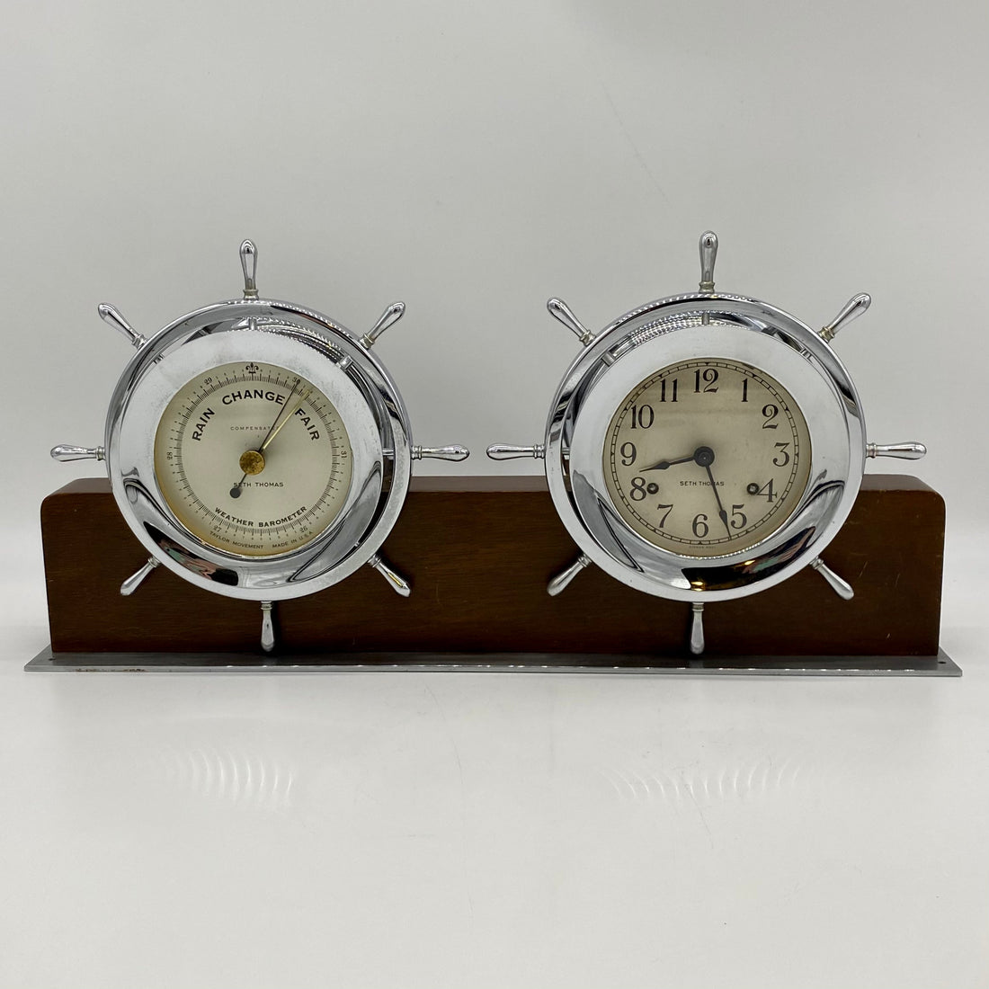 Seth Thomas Ship's Bell Clock & Barometer Combination