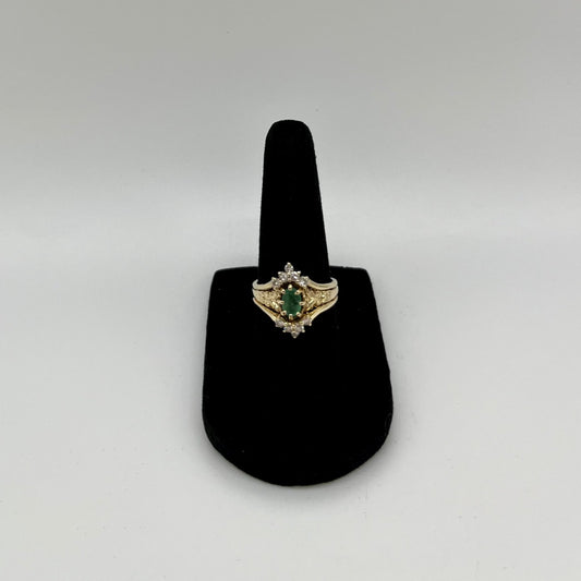 Emerald & Diamond Ornate Ring, 1 CTW 14K Gold