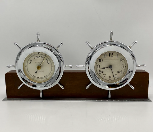 Seth Thomas Ship's Bell Clock & Barometer Combination