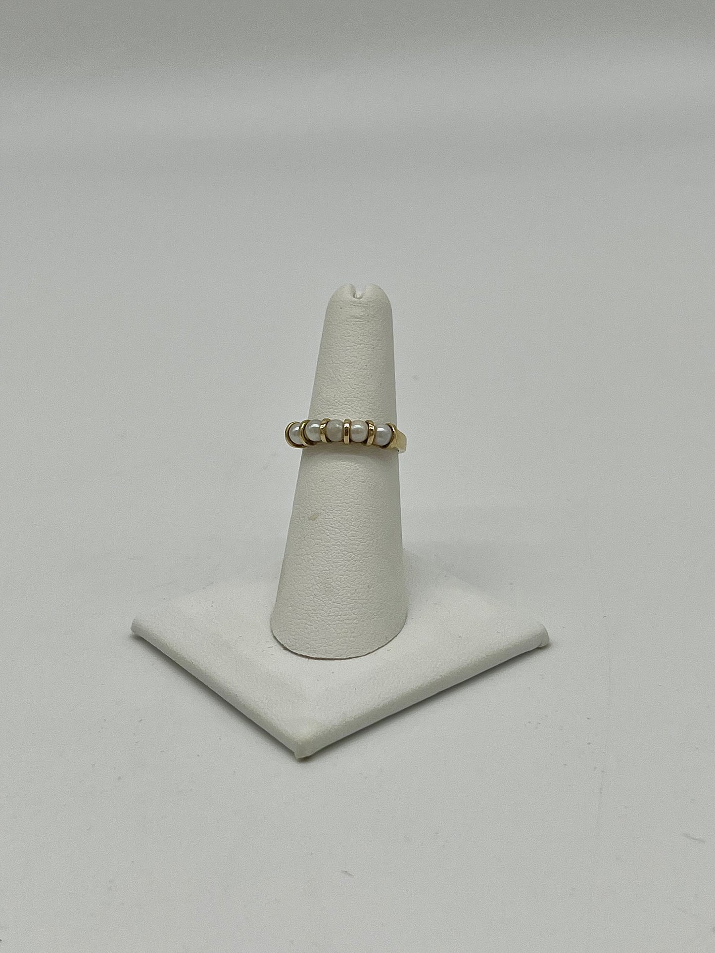 1920's Band of Pearls Ring, 1.06 CTW 9K Gold