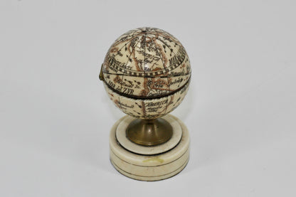 19th Century Miniature Ivory Terrestrial Globe & Sundial
