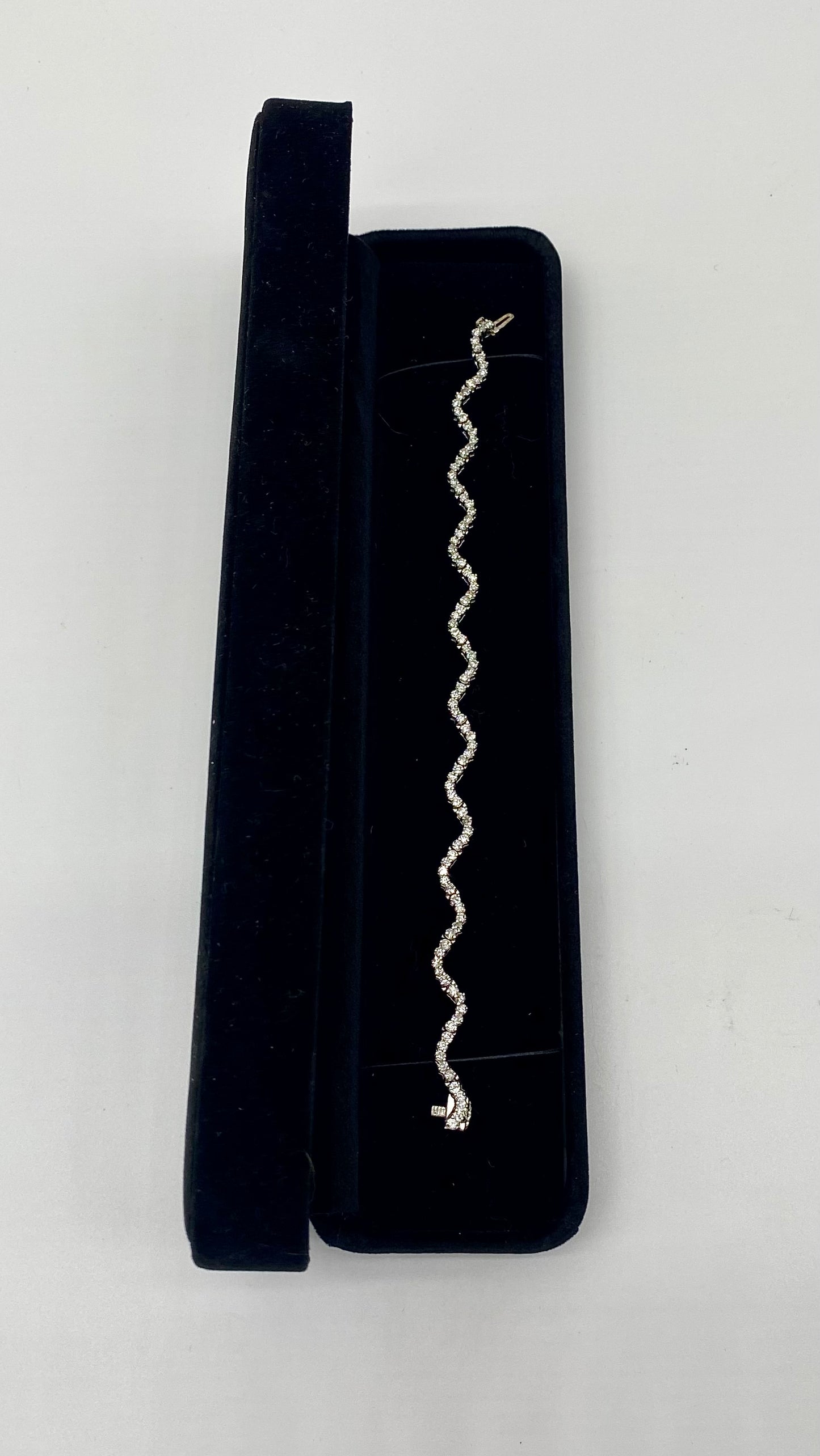 Waved Diamond Tennis Bracelet, 3 CTW Platinum