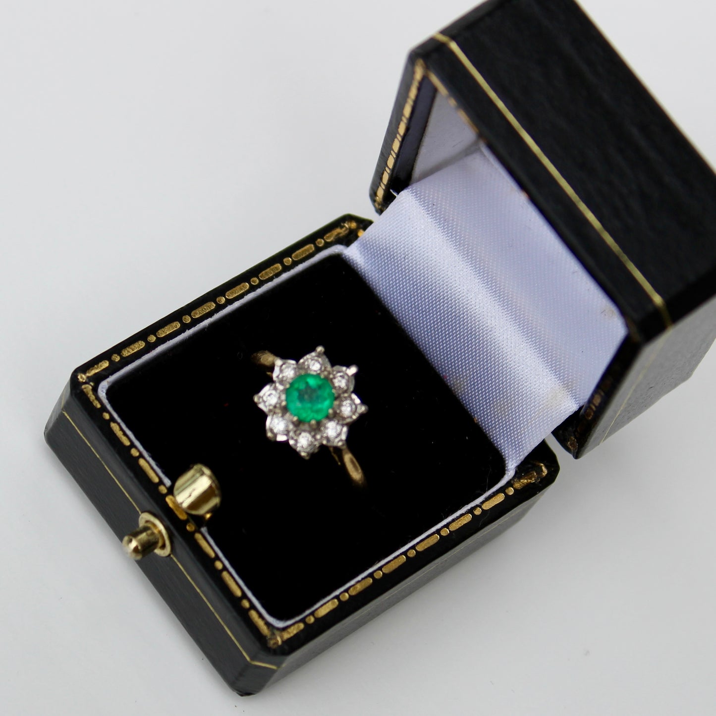 Emerald & Diamond Floral Cocktail Ring, 0.75 CTW 18K Gold/Platinum