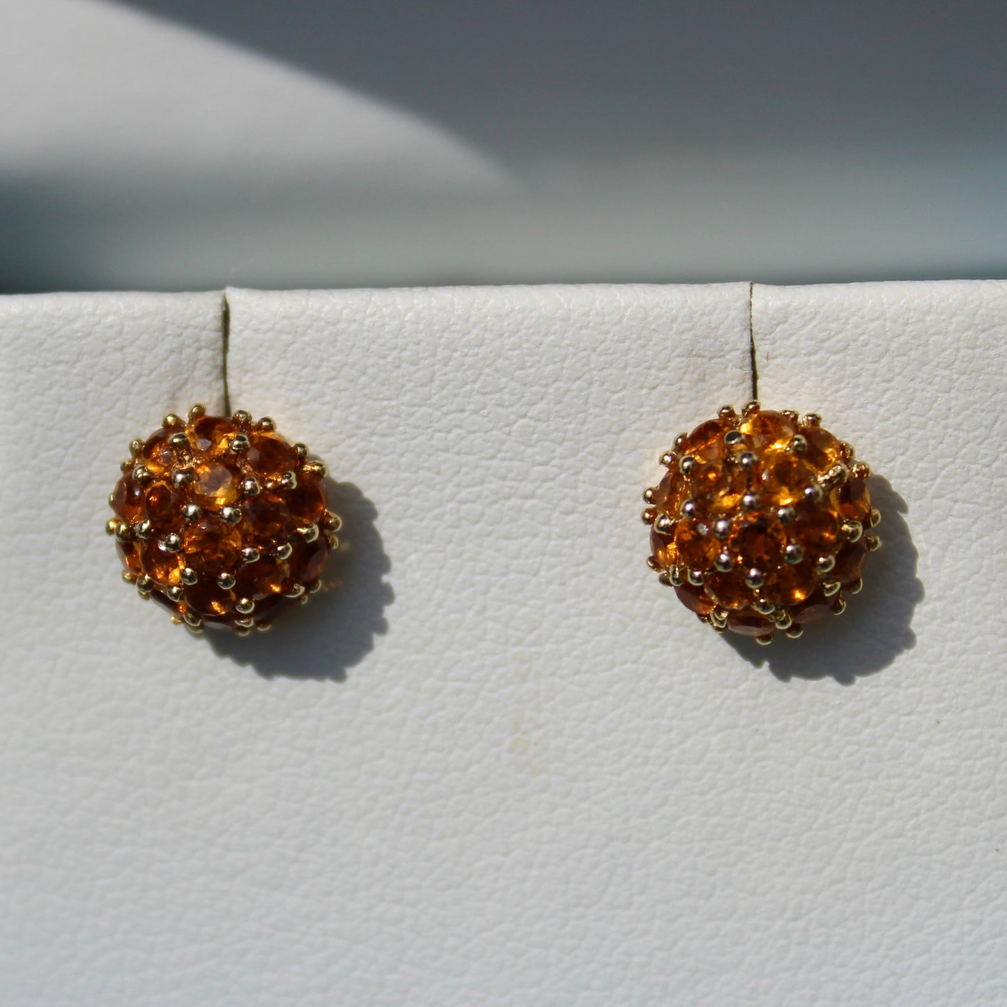 Citrine Cluster Stud Earrings, 1 Carat 18K Gold