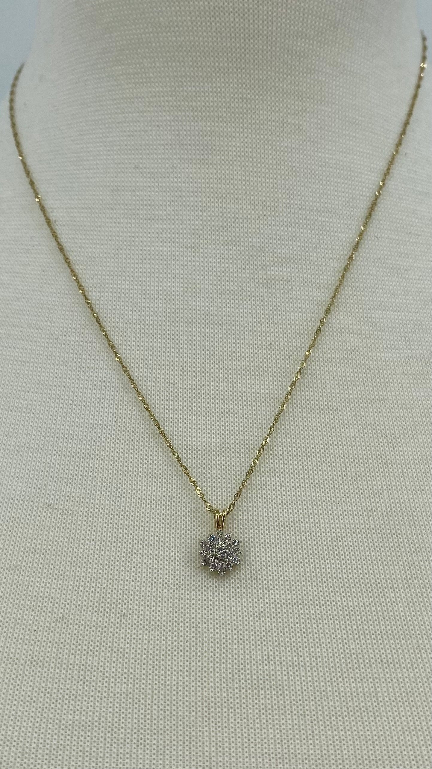 French Diamond Cluster Necklace, 1 CTW 14K Gold