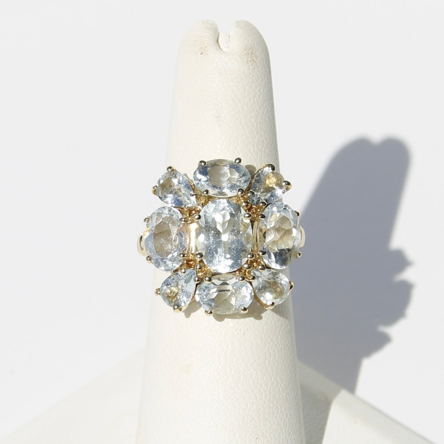 Antique Aquamarine Regency Cluster Ring, 6.5 Carats 10K Gold