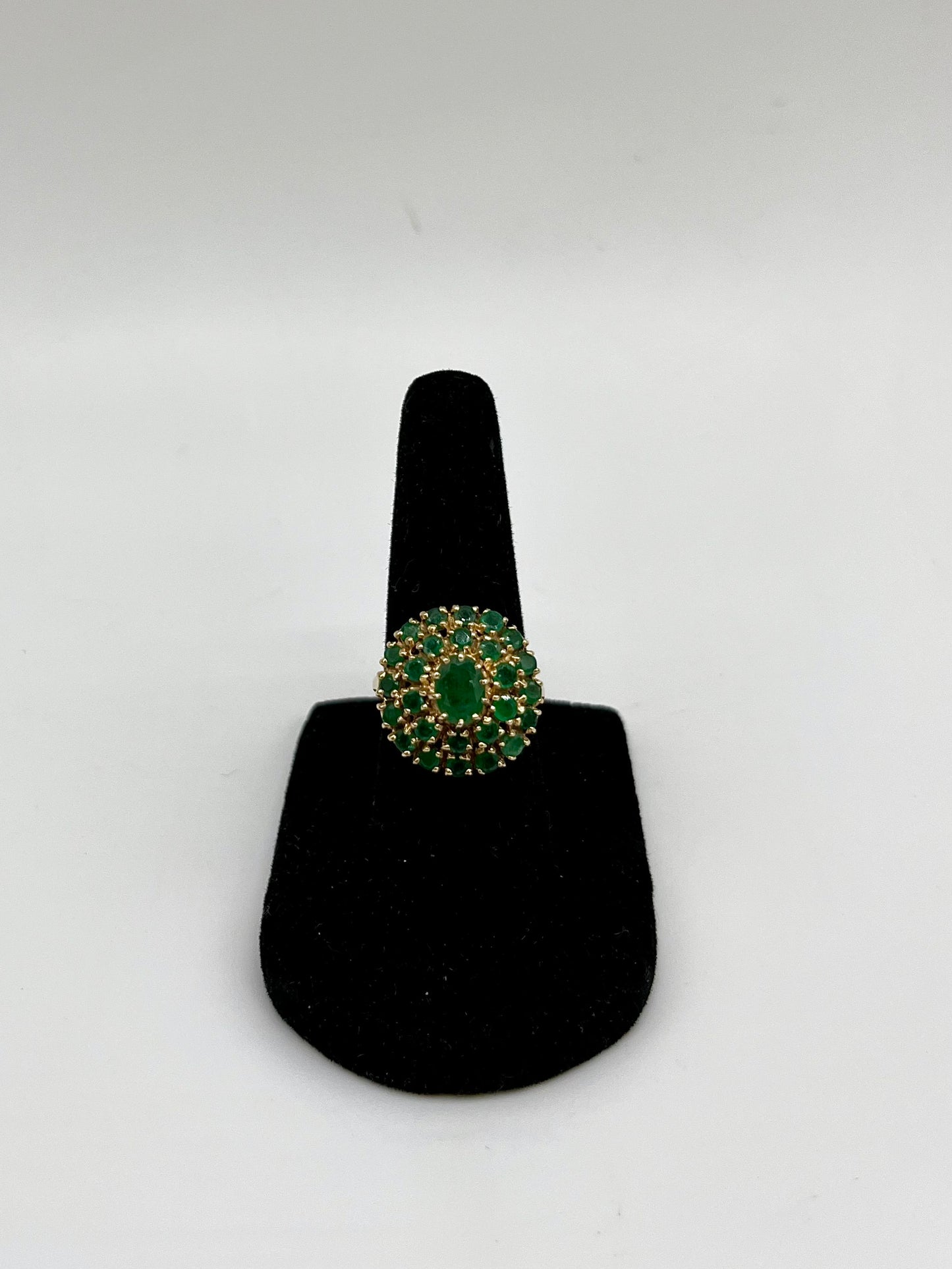 Edwardian Emerald Cluster Ring, 1.83 CTW 14K Gold