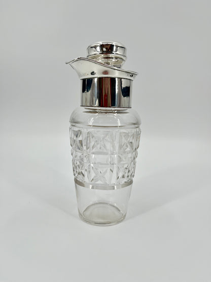 Edwardian 1902 Sterling Silver & Bohemian Cut Crystal Cocktail Shaker by JB Chatterley & Sons Ltd.
