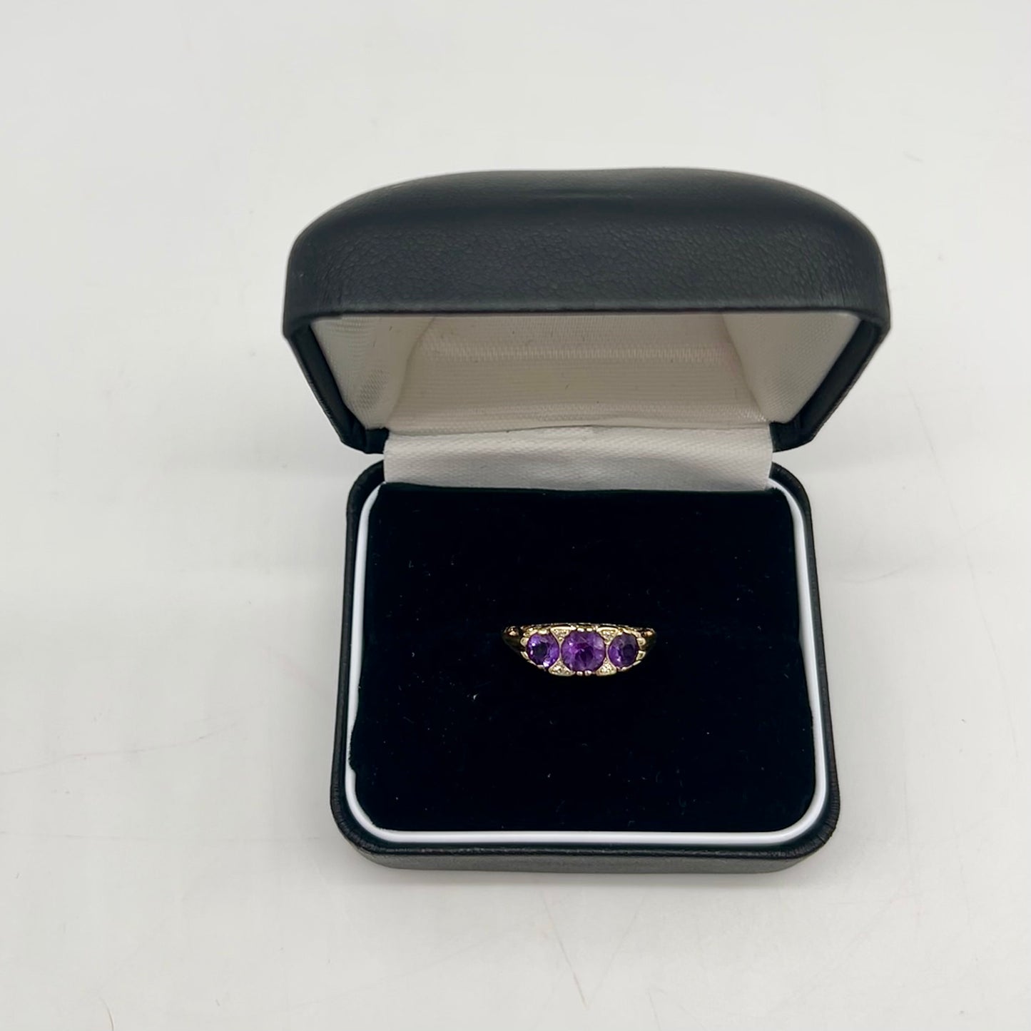 Bague en or 14 carats avec améthyste et diamants, 1 ct