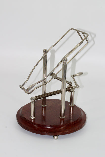 Antique Adjustable Cradle Silver & Wood Wine Decanter- Professionally Restored