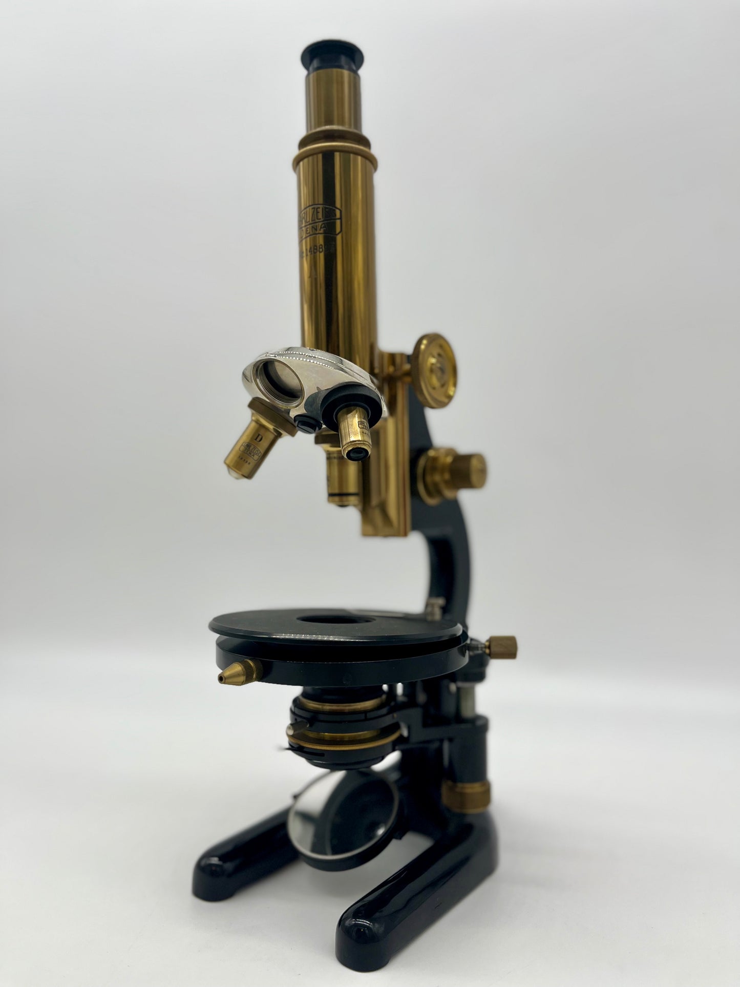 1930's German Jena Brass Microscope by Carl Zeiss