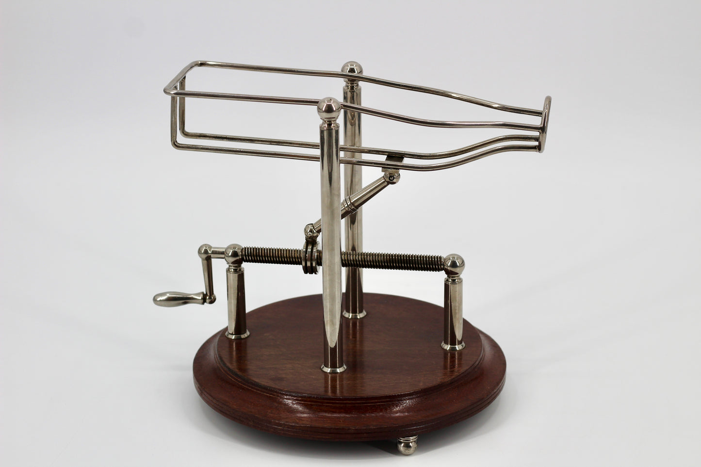 Antique Adjustable Cradle Silver & Wood Wine Decanter- Professionally Restored