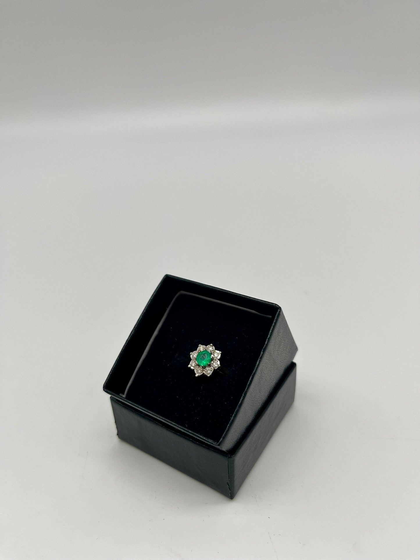 Emerald & Diamond Floral Cocktail Ring, 0.75 CTW 18K Gold/Platinum