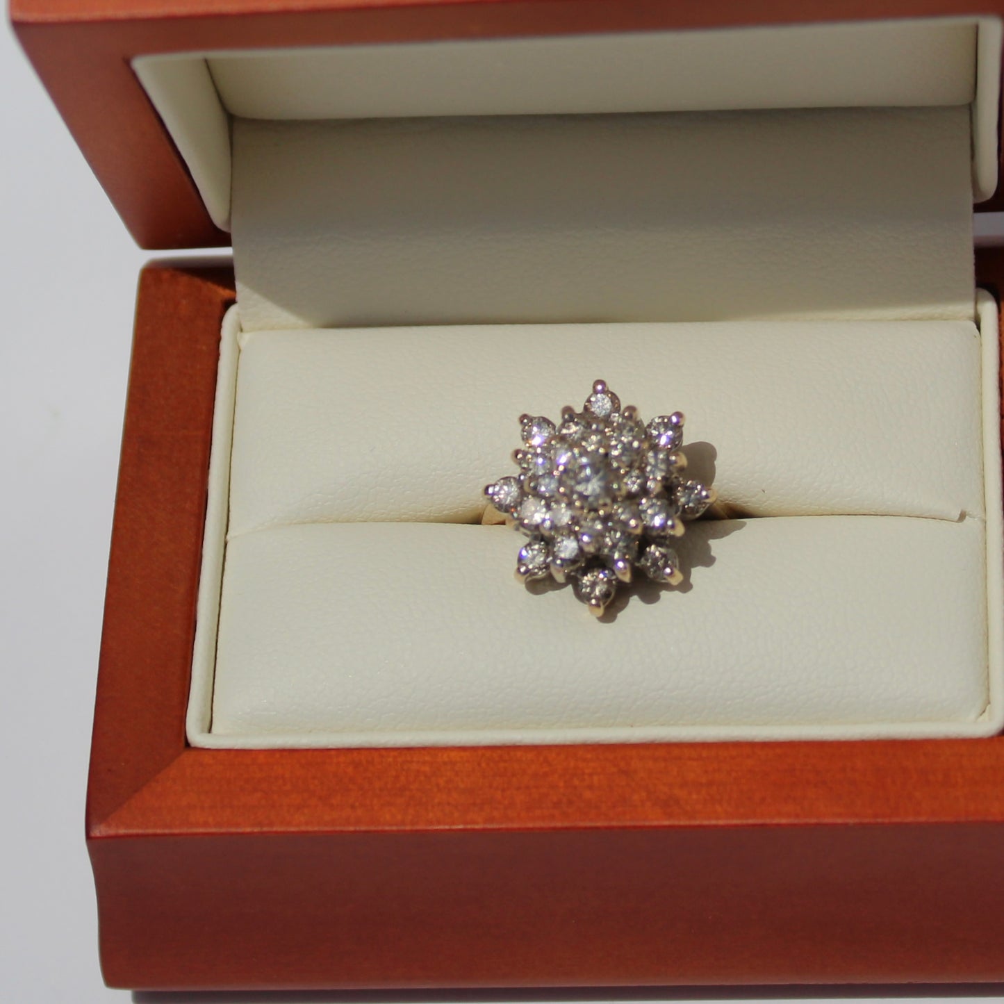 1940's Brutalist Diamond Cluster Ring, 2.82 Carats 14K Gold