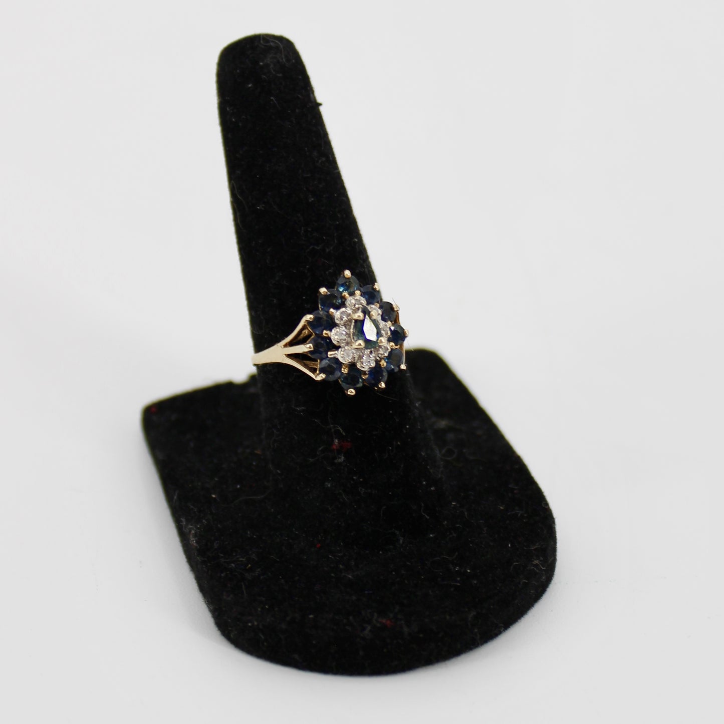 Antique Sapphire Diamond Cluster Set- Ring & Pendant, 2.25 Carats 14K Gold