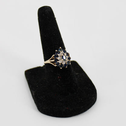 Antique Sapphire Diamond Cluster Set- Ring & Pendant, 2.25 Carats 14K Gold