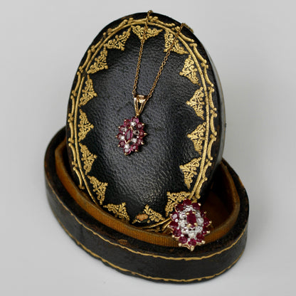 Antique Ruby & Diamond Set, 2.4 CTW 14K/9K Gold