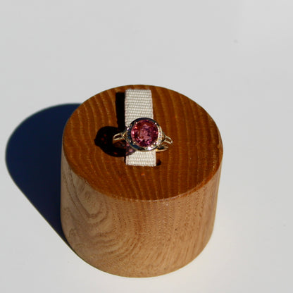 Bague en or 14 carats avec tourmaline rose et diamants, 2 ct