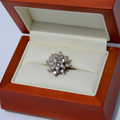 1940's Brutalist Diamond Cluster Ring, 2.82 Carats 14K Gold