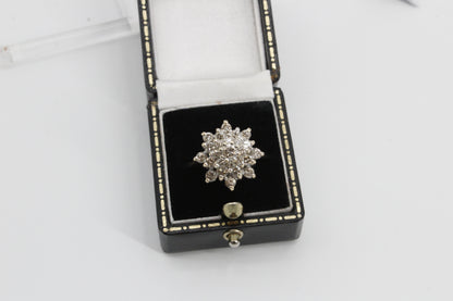 1940's Brutalist Diamond Cluster Ring, 2.82 Carats 14K Gold
