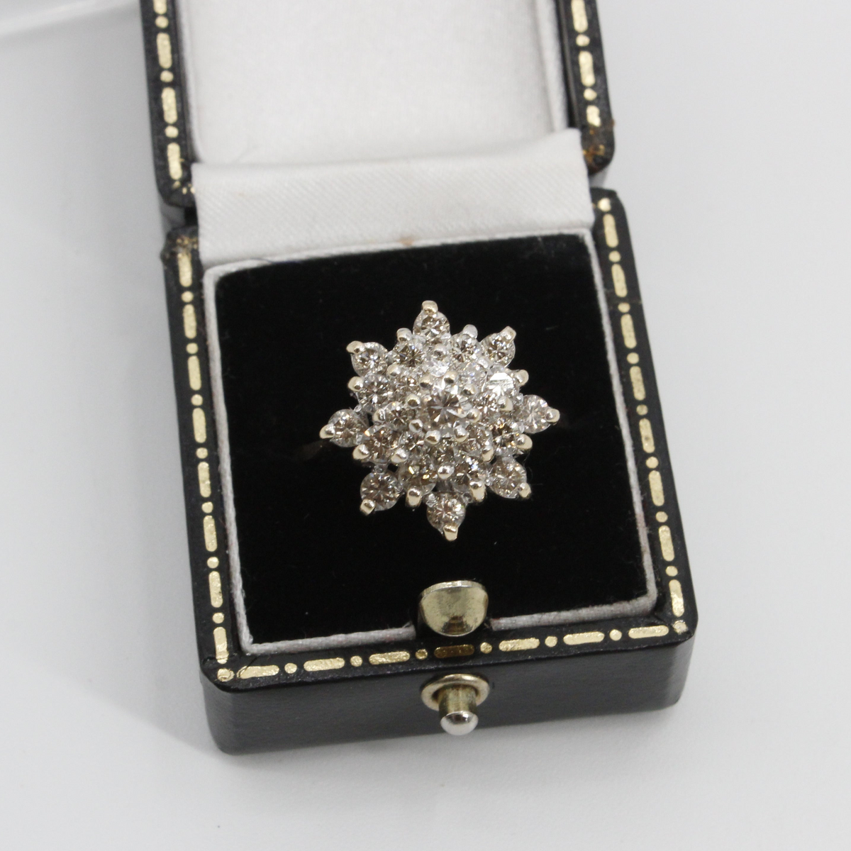 1940's Brutalist Diamond Cluster Ring, 2.82 Carats 14K Gold