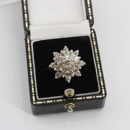 1940's Brutalist Diamond Cluster Ring, 2.82 Carats 14K Gold