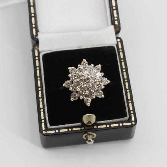 1940's Brutalist Diamond Cluster Ring, 2.82 Carats 14K Gold