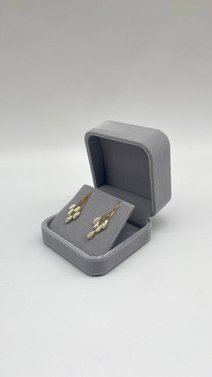 Baroque Pearl Cluster Drop Earrings, 3.75mm 14K Gold