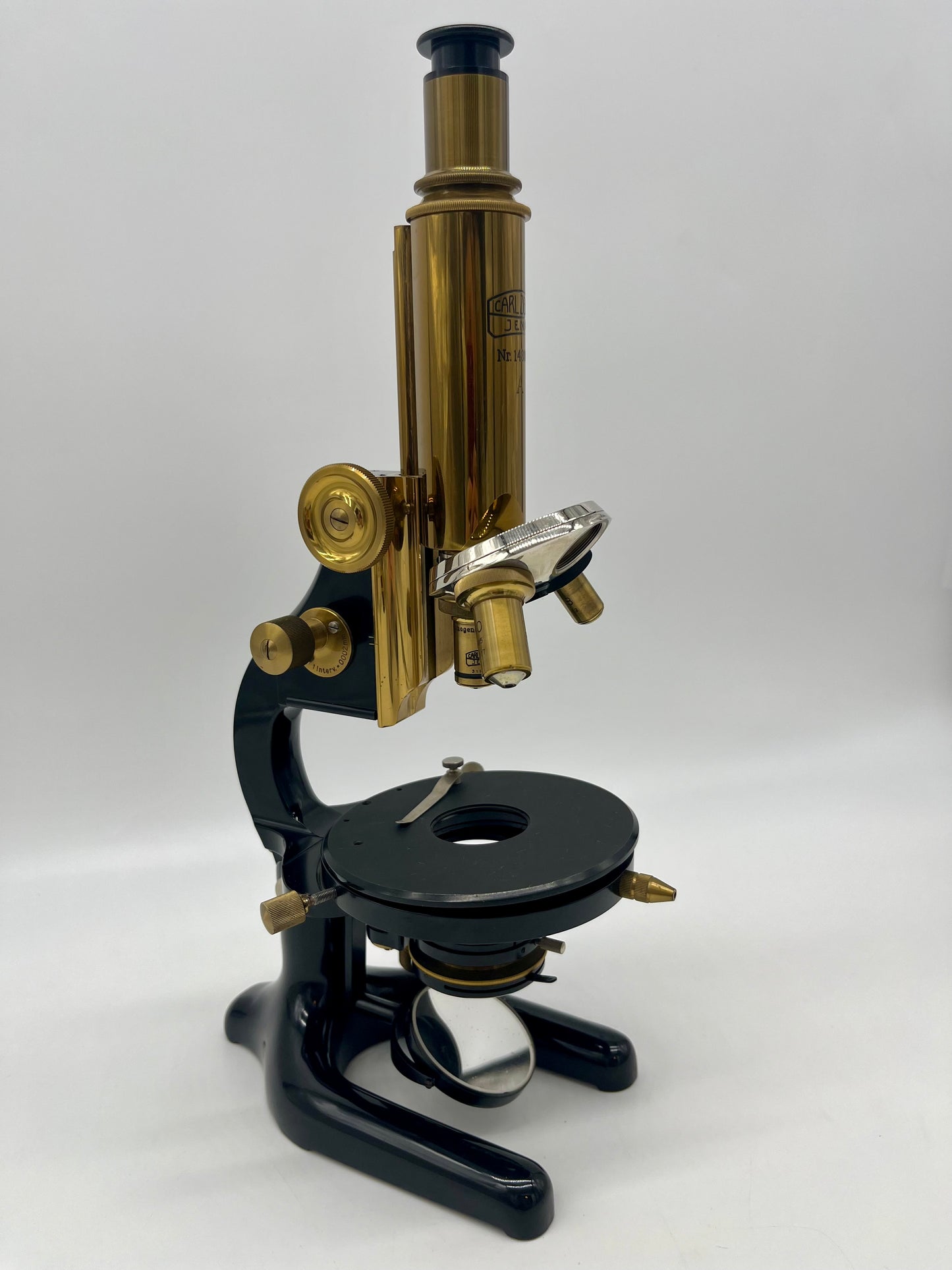 1930's German Jena Brass Microscope by Carl Zeiss