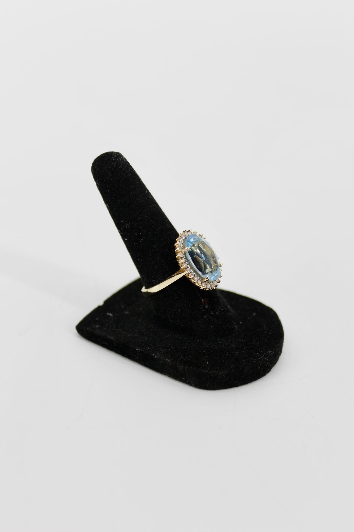 Blue Topaz & Diamond Halo Cocktail Ring,  8.514 CTW 14K Gold